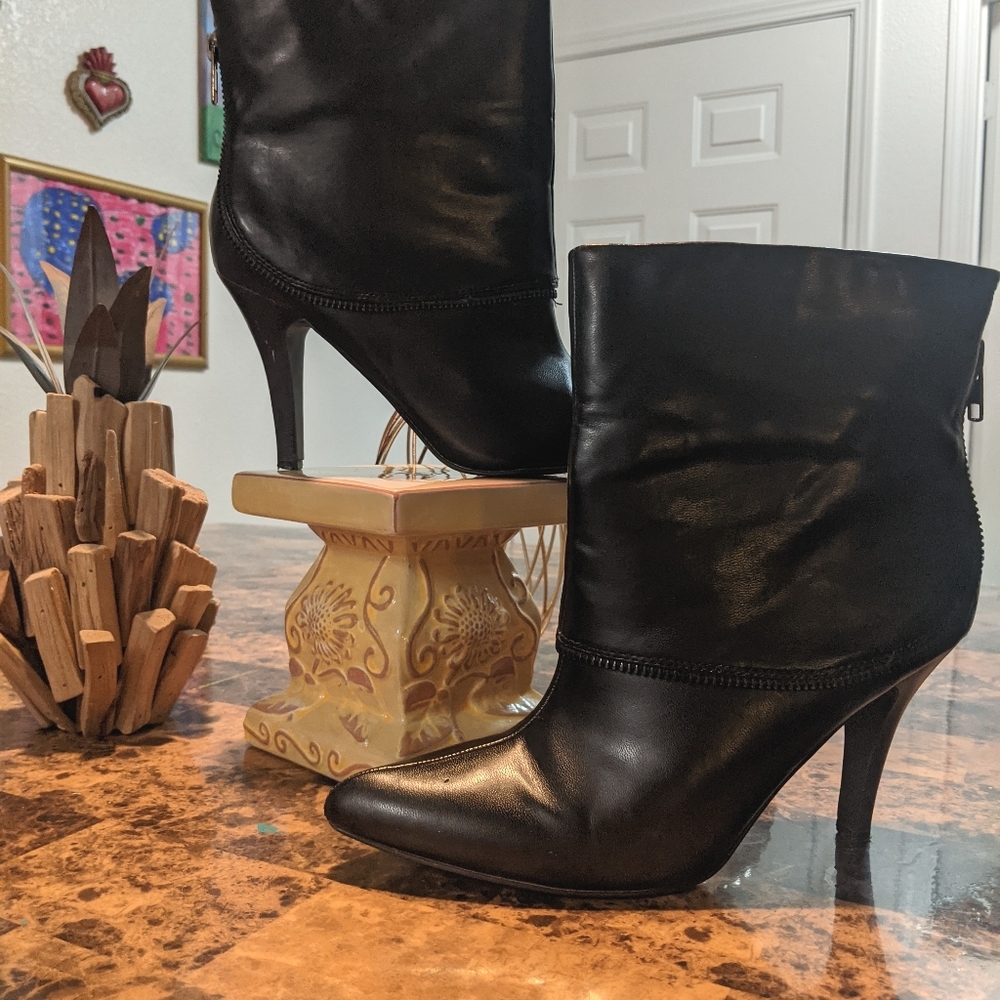 Black stilletto boots, size 9.